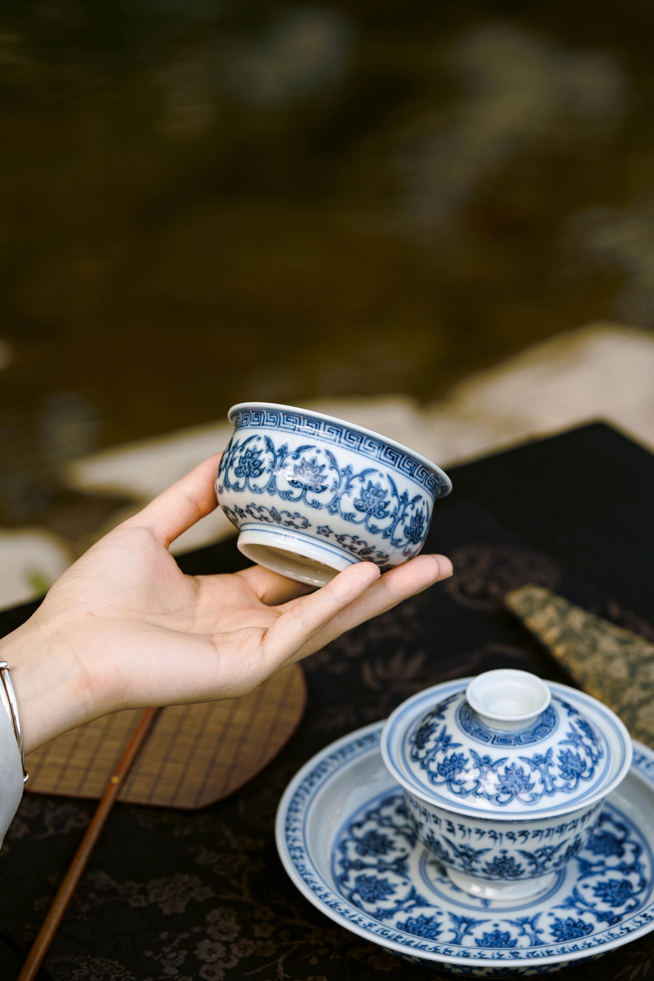 青花十字杵金刚莲套组