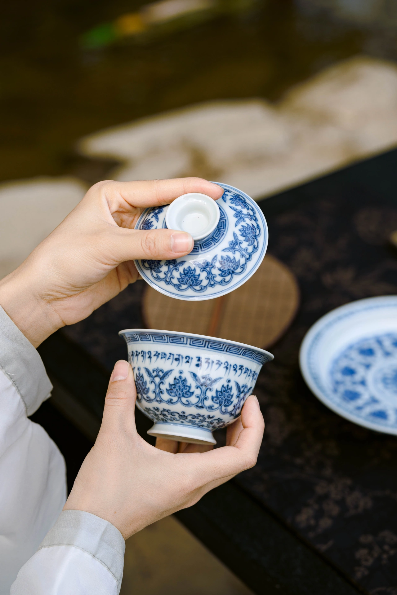 青花十字杵金刚莲套组