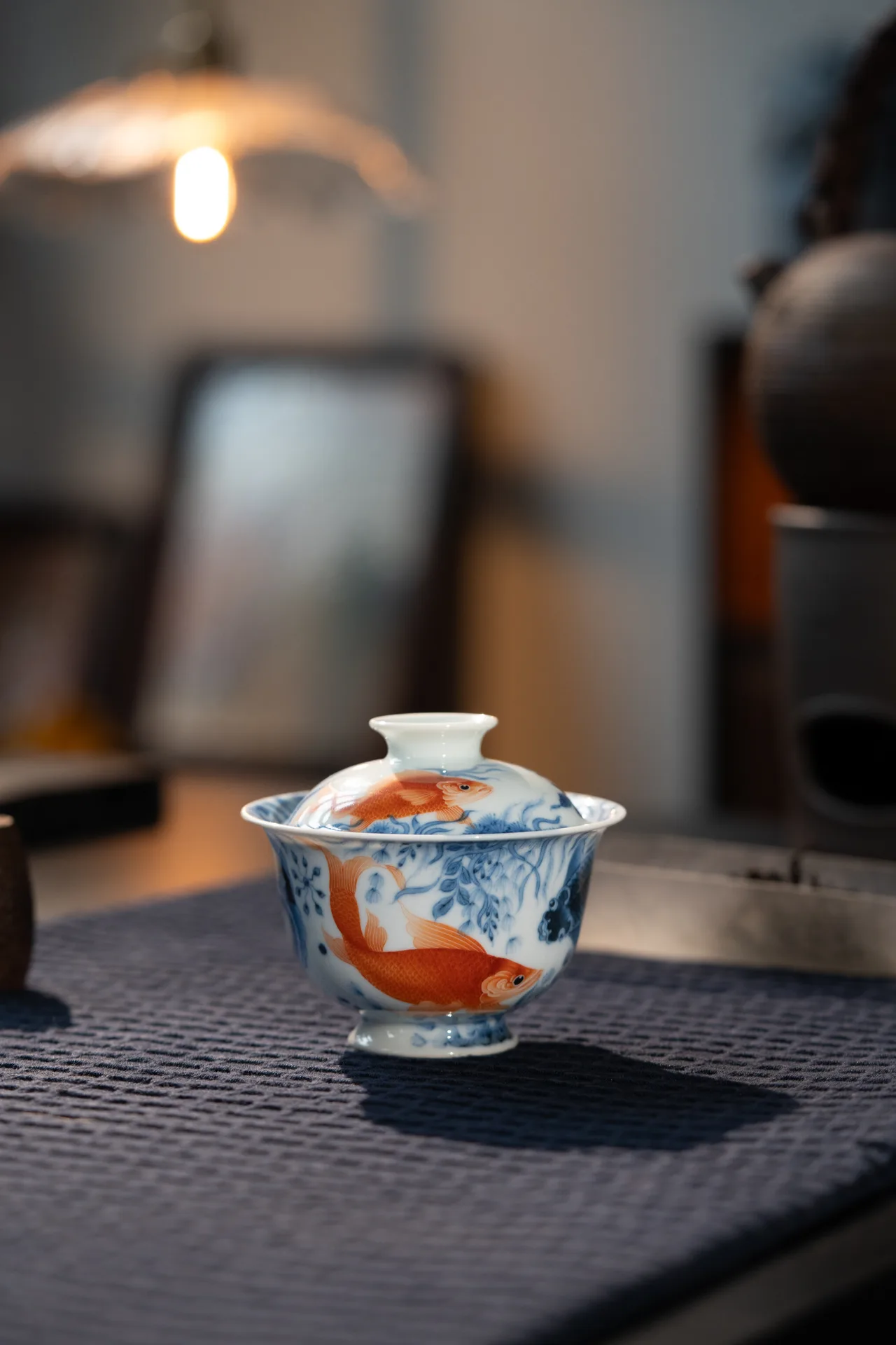 青花矾红满绘鱼藻套组