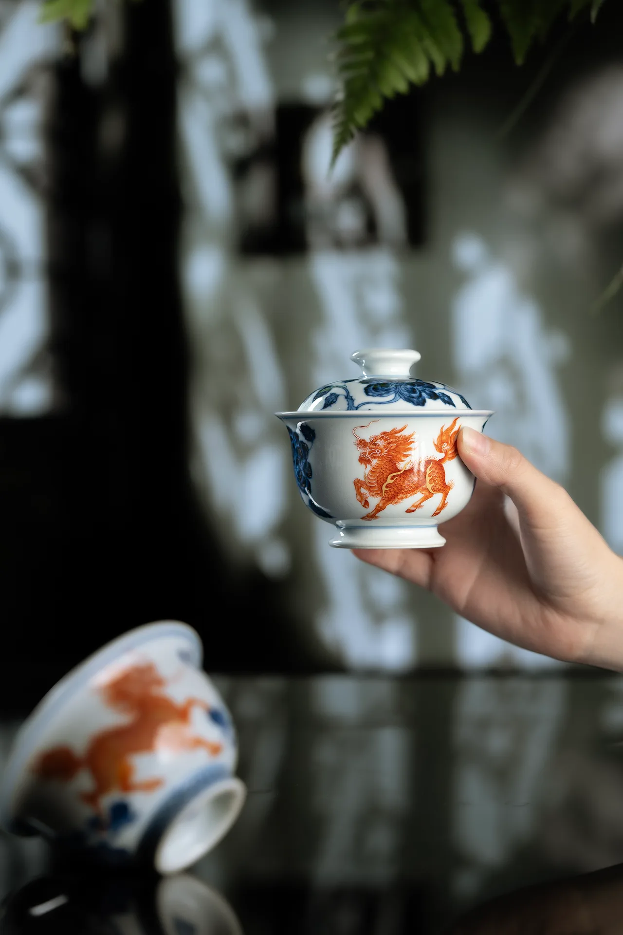 青花矾红福麟满门套组